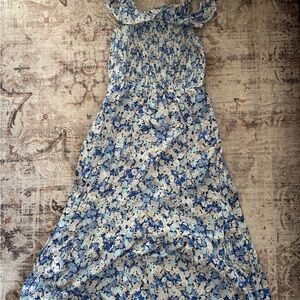 Floral Blue and White Maxi Dress